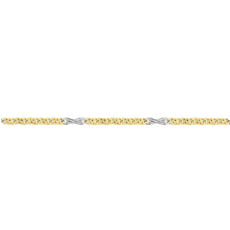 Bracelet mixte 18 cm - Bicolore - Or 18 Carats - Largeur 3 mm