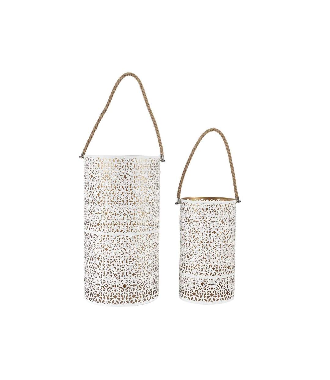 Paris Prix - Lot De 2 Lanternes Déco ajouré 39cm Blanc