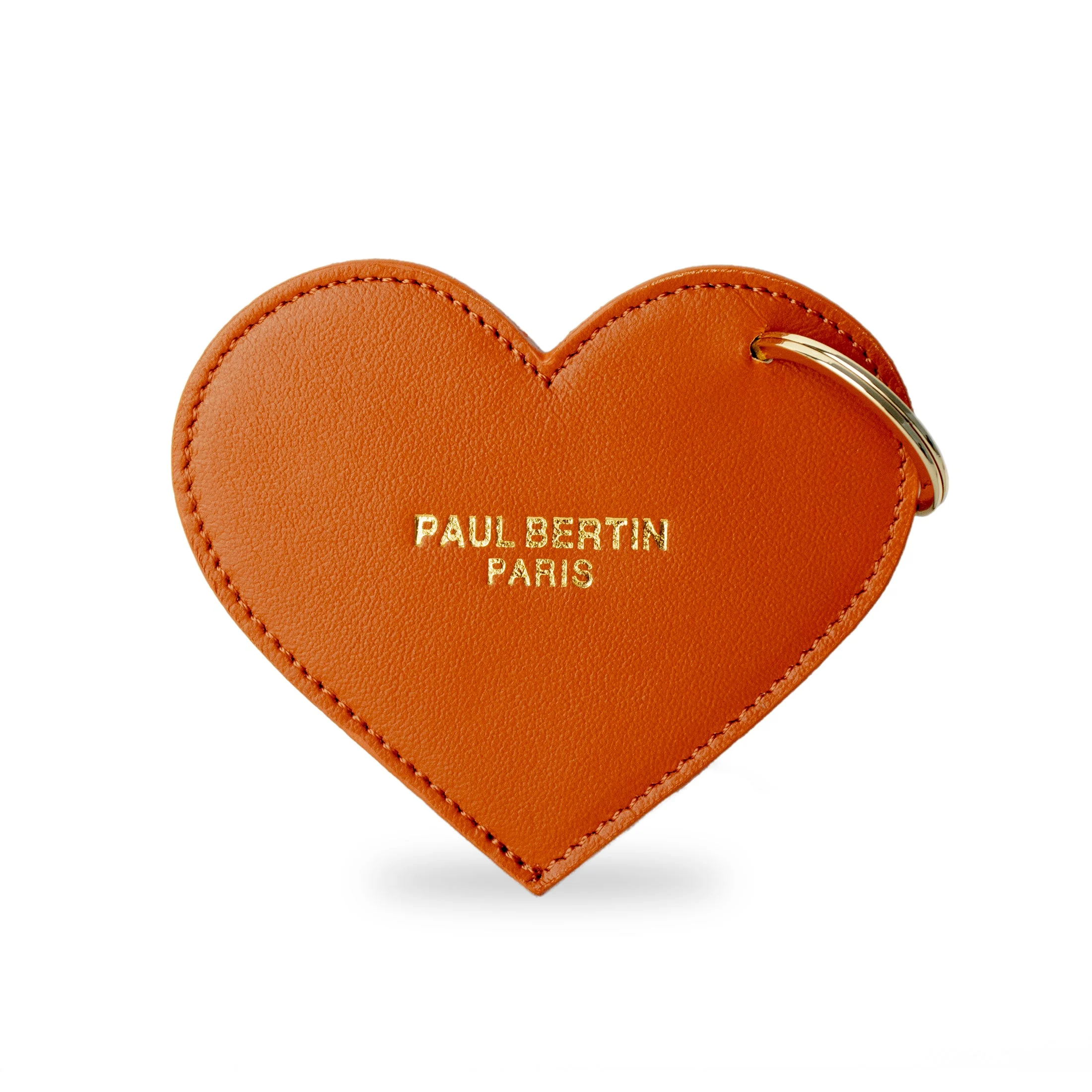 Porte-clé cœur en cuir | Orange