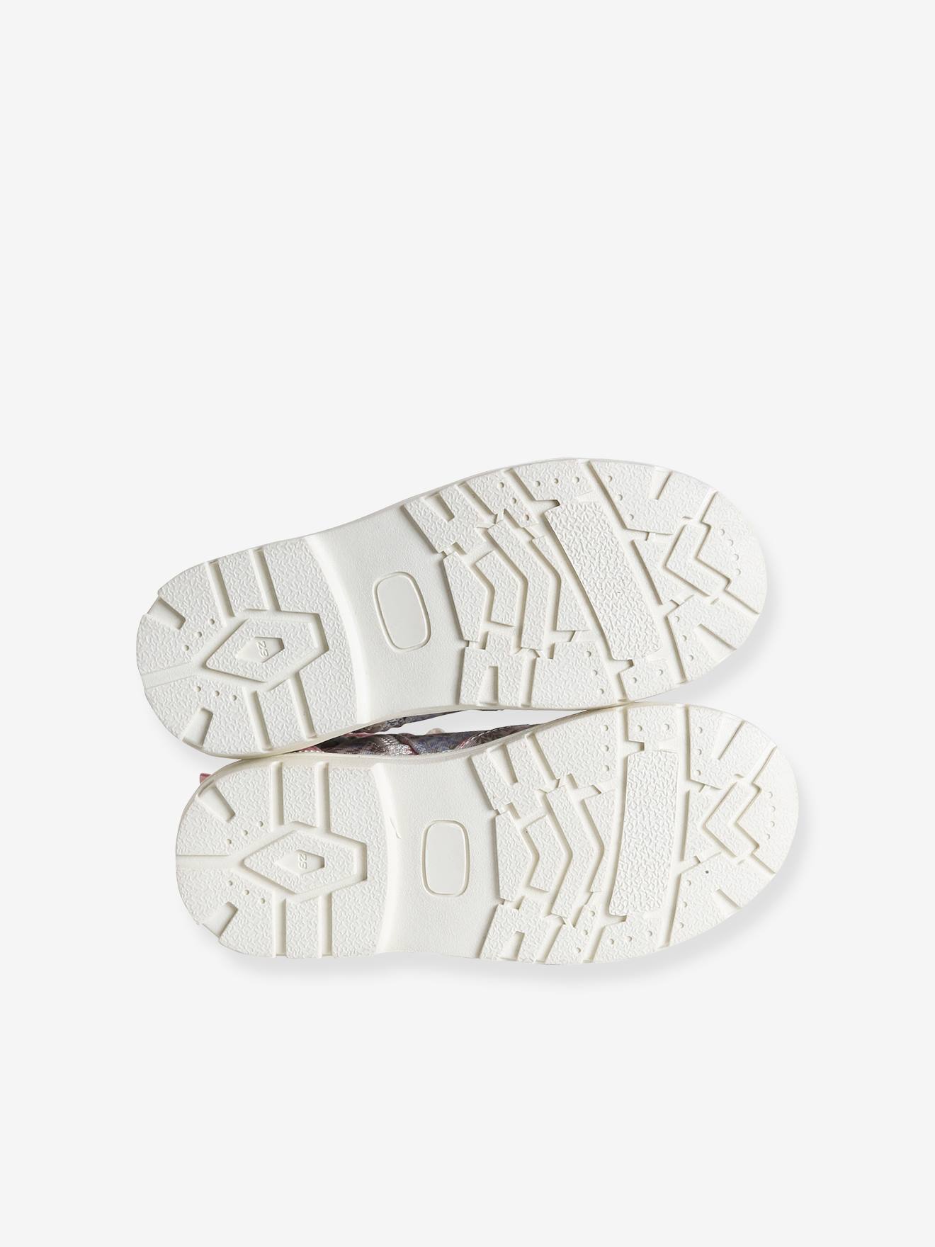 Tênis infantil de cano alto com cadarço e zíper, cor off-white