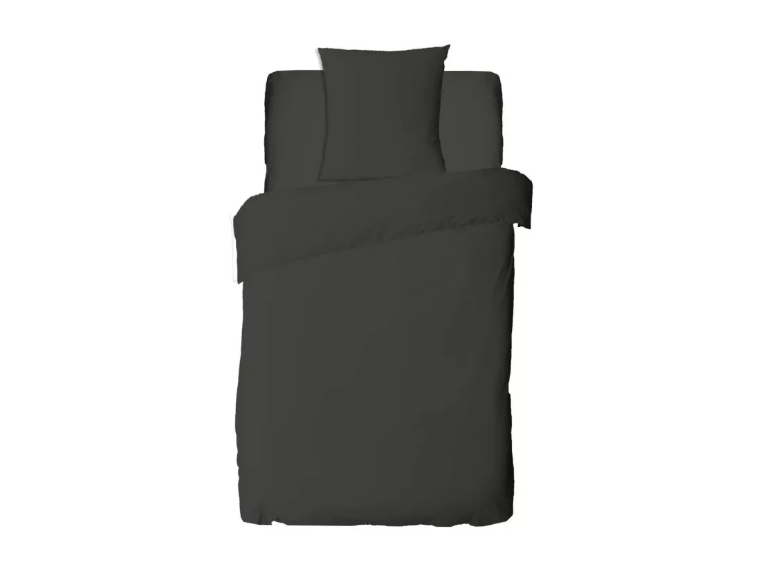 Drap housse en coton 57 fils uni bonnet 25cm anthracite 90x200cm