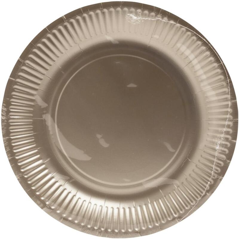 10 Assiettes en carton rondes, 23 cm - Or