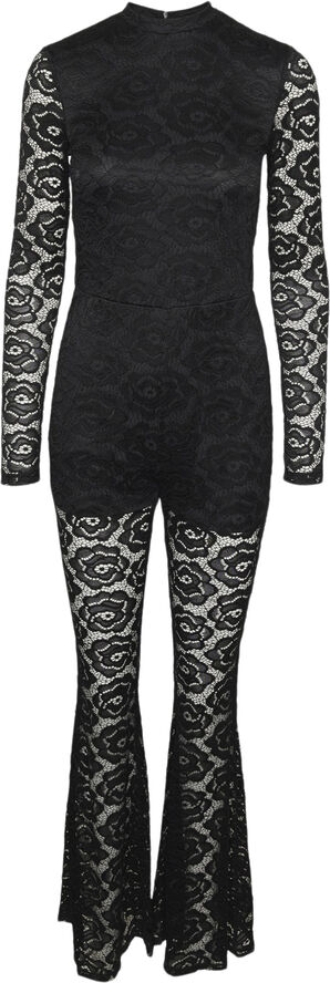 Something New SNALICE LS LACE JUMPSUIT - DSQ Black