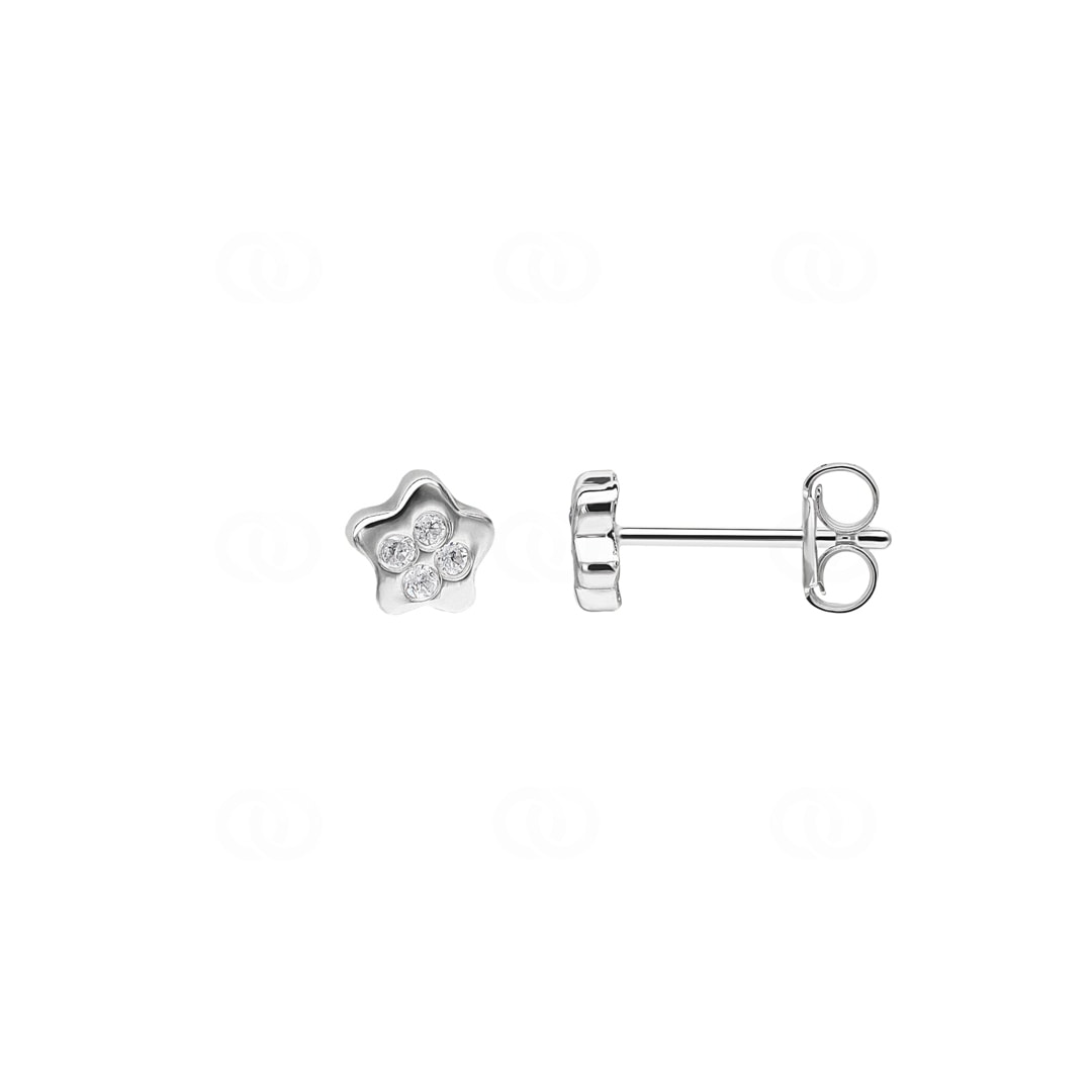Ohrstecker 750/18 K Weissgold Stern mit Zirkonia