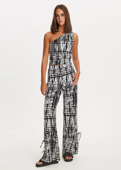 One shoulder top met print assorti (ASSOR)