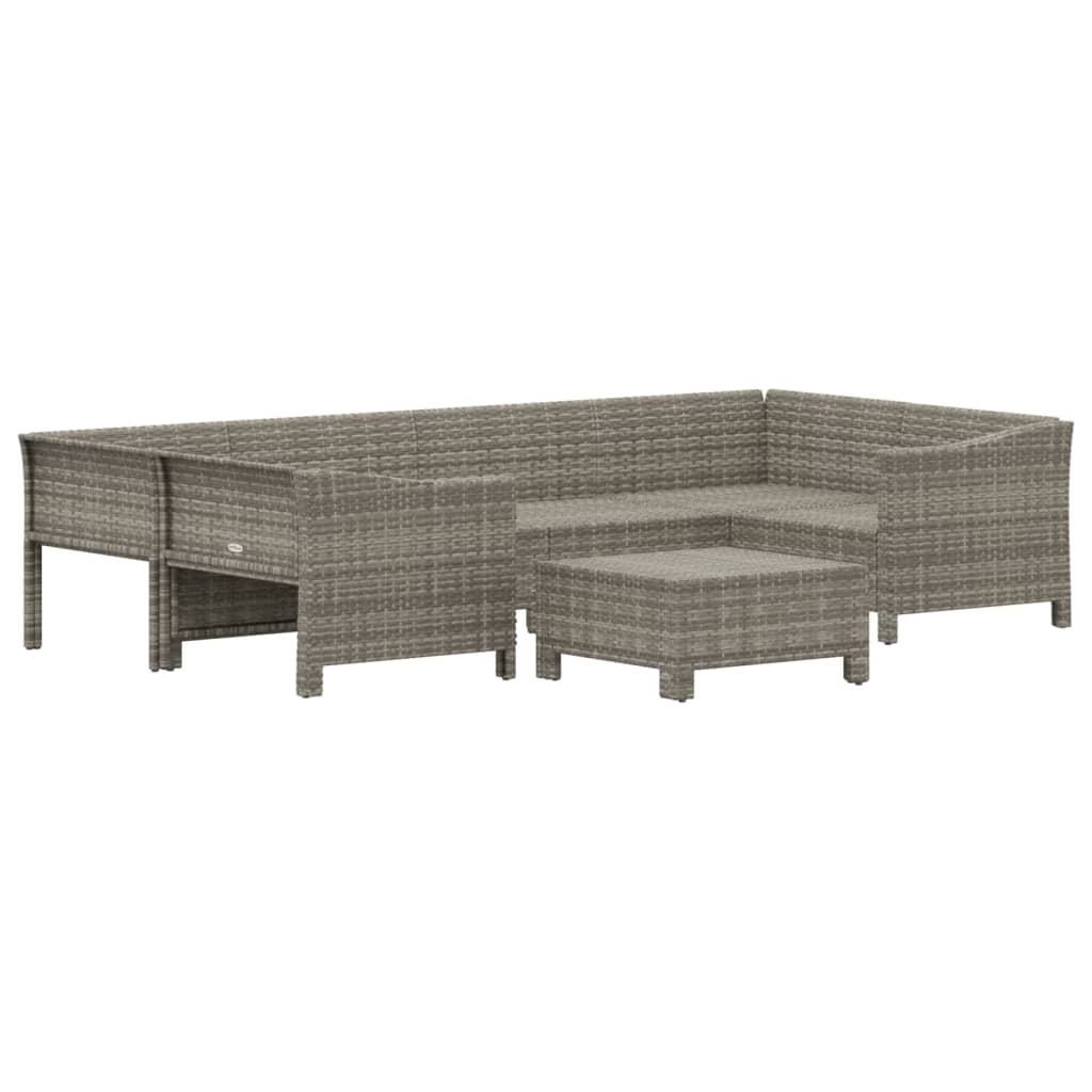 Salon de jardin meuble d'extérieur ensemble de mobilier 7 pièces avec coussins gris résine tressée