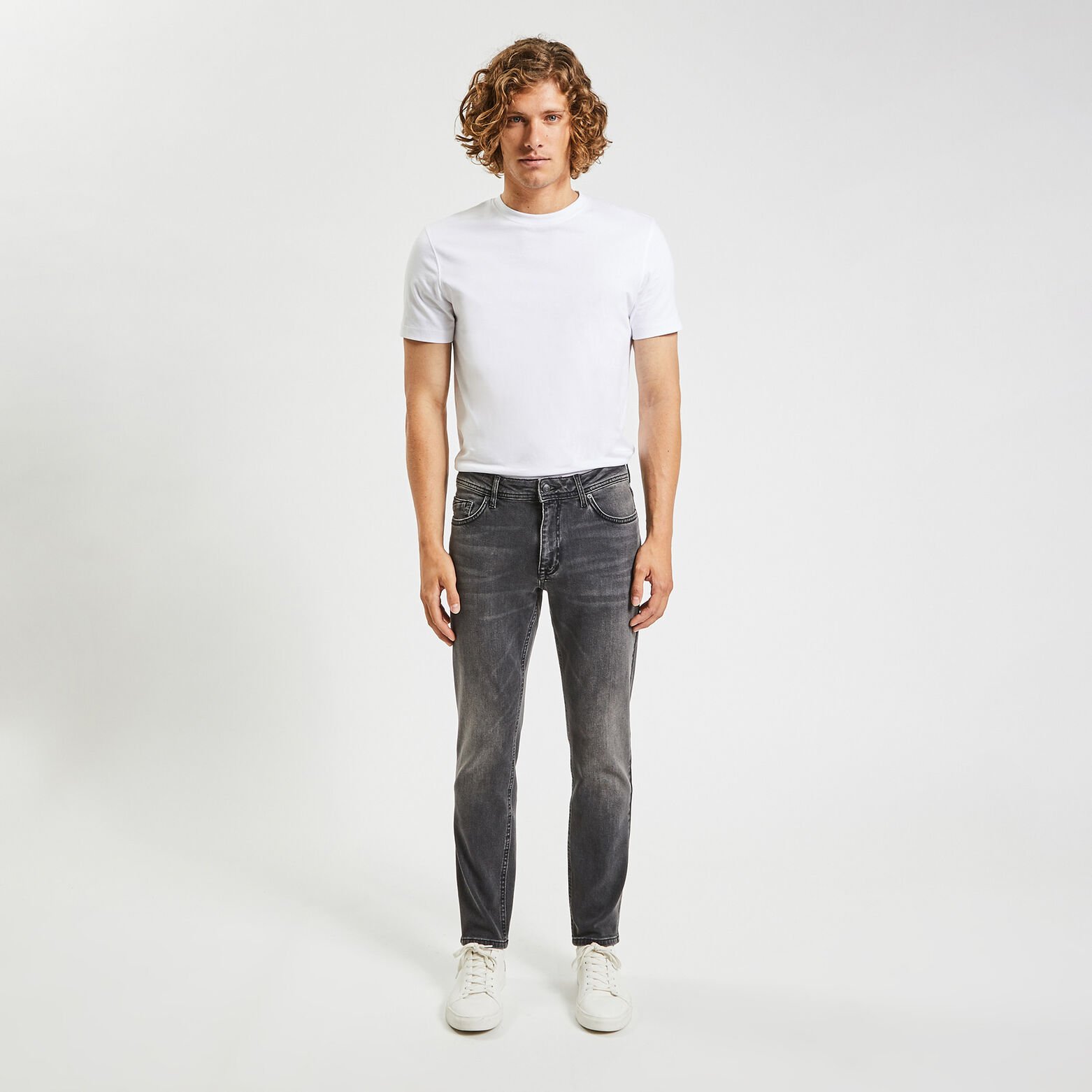 Jean straight 4 longueurs en coton recyclé Noir