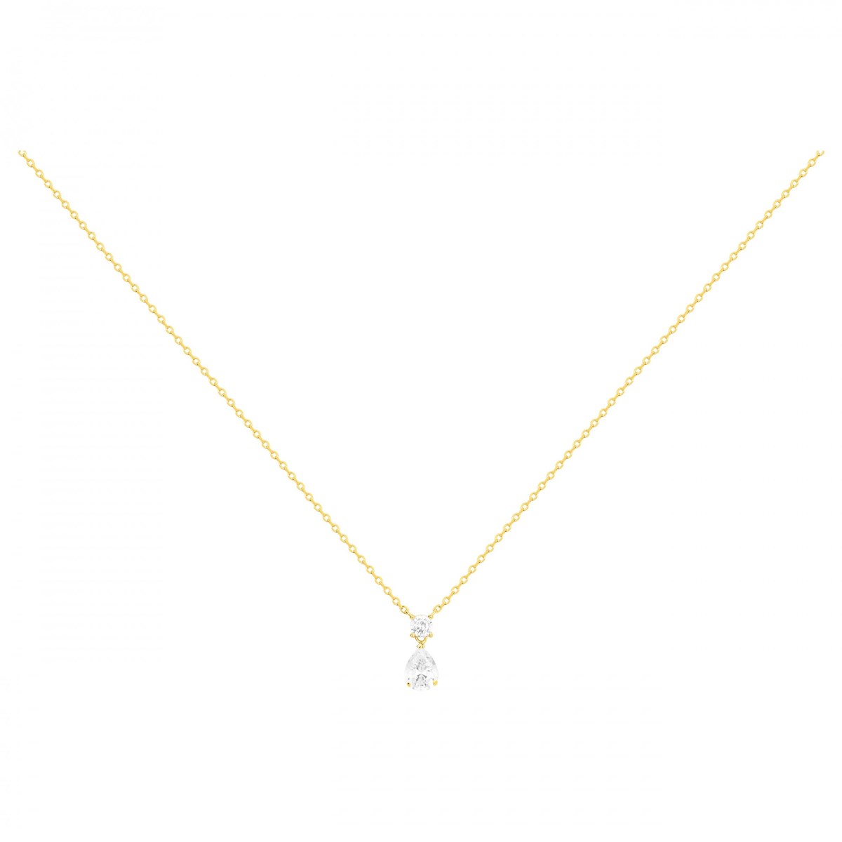 Collier en Plaqué Or avec oxyde de zirconium blanc
