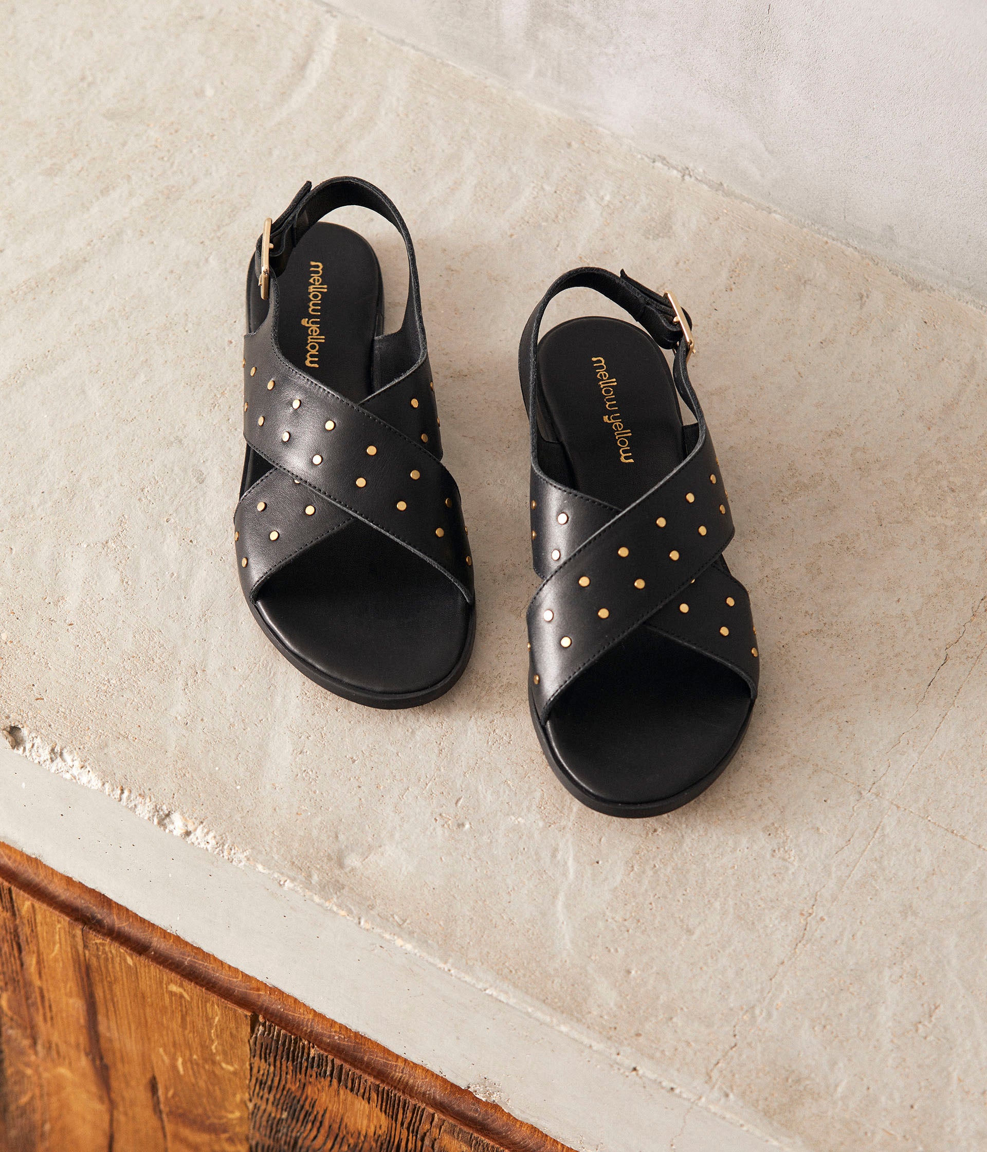 Sandales plates noires Erica