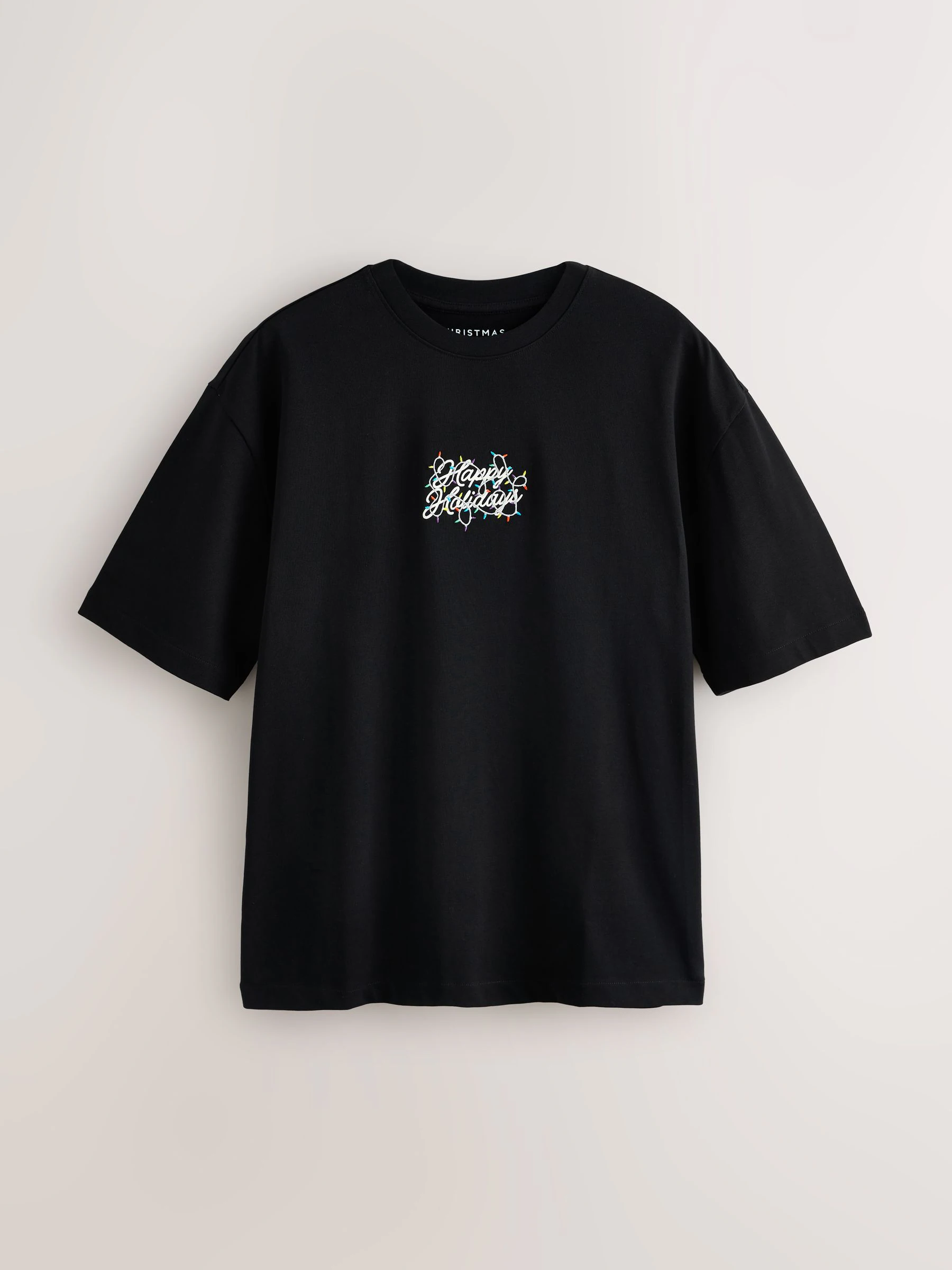 Zwart met tekst - Relaxed fit - Kerst T-shirt