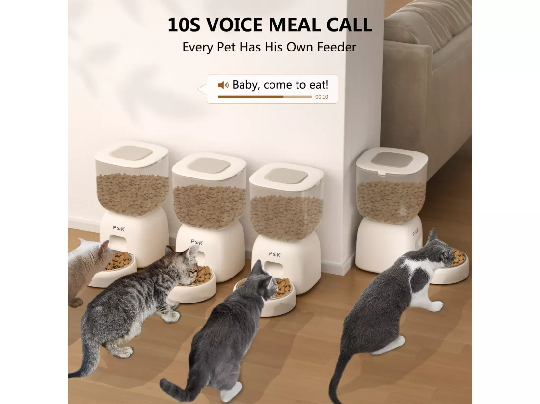 3L Distributeur Croquettes Automatique pour Chat et Chien - Mangeoire Automatique pour Chat et Chien, Peut Nourrir 4 Repas par Jour