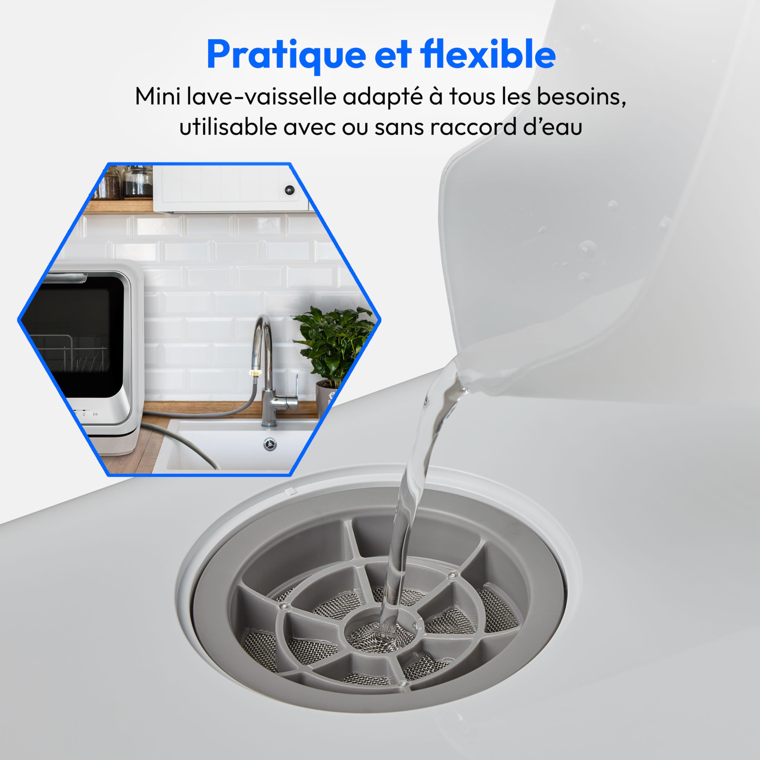 MEDION Mini lave-vaisselle DWT20 (lave-vaisselle de table, lave-vaisselle, 2 couverts, fonctionne avec/sans raccordement à l'eau, 6 programmes de nett