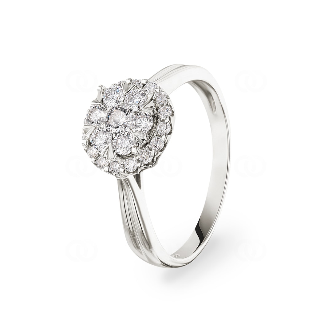 0.51 Karat Diamanten Halo Verlobungsring 750/18 K Weissgold