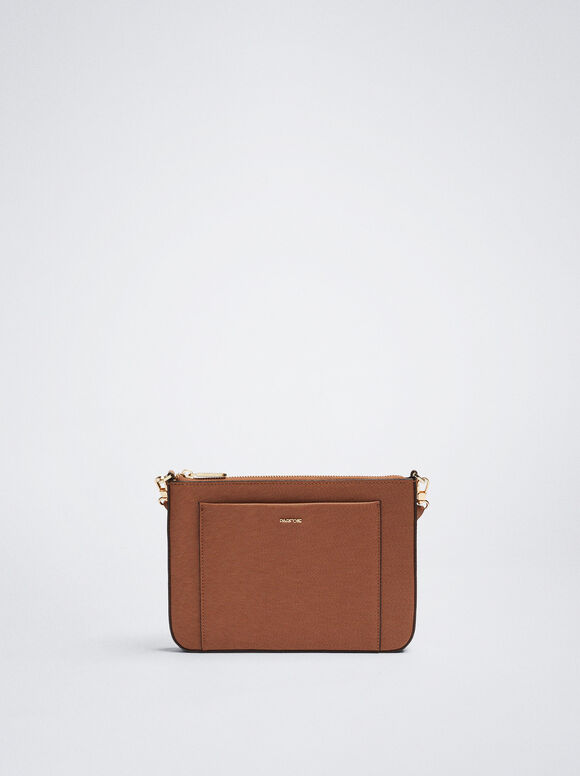 Bolso Bandolera Com Bolsillo Exterior - Camelo