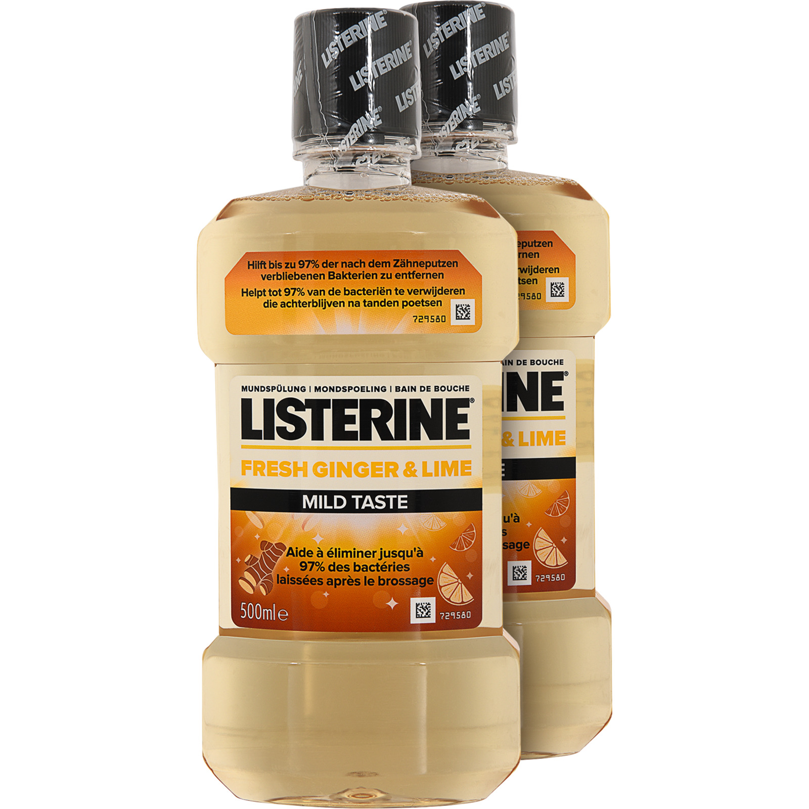 Listerine Mundspülung Ginger & Lime Milder Geschmack 2 x 500 ml