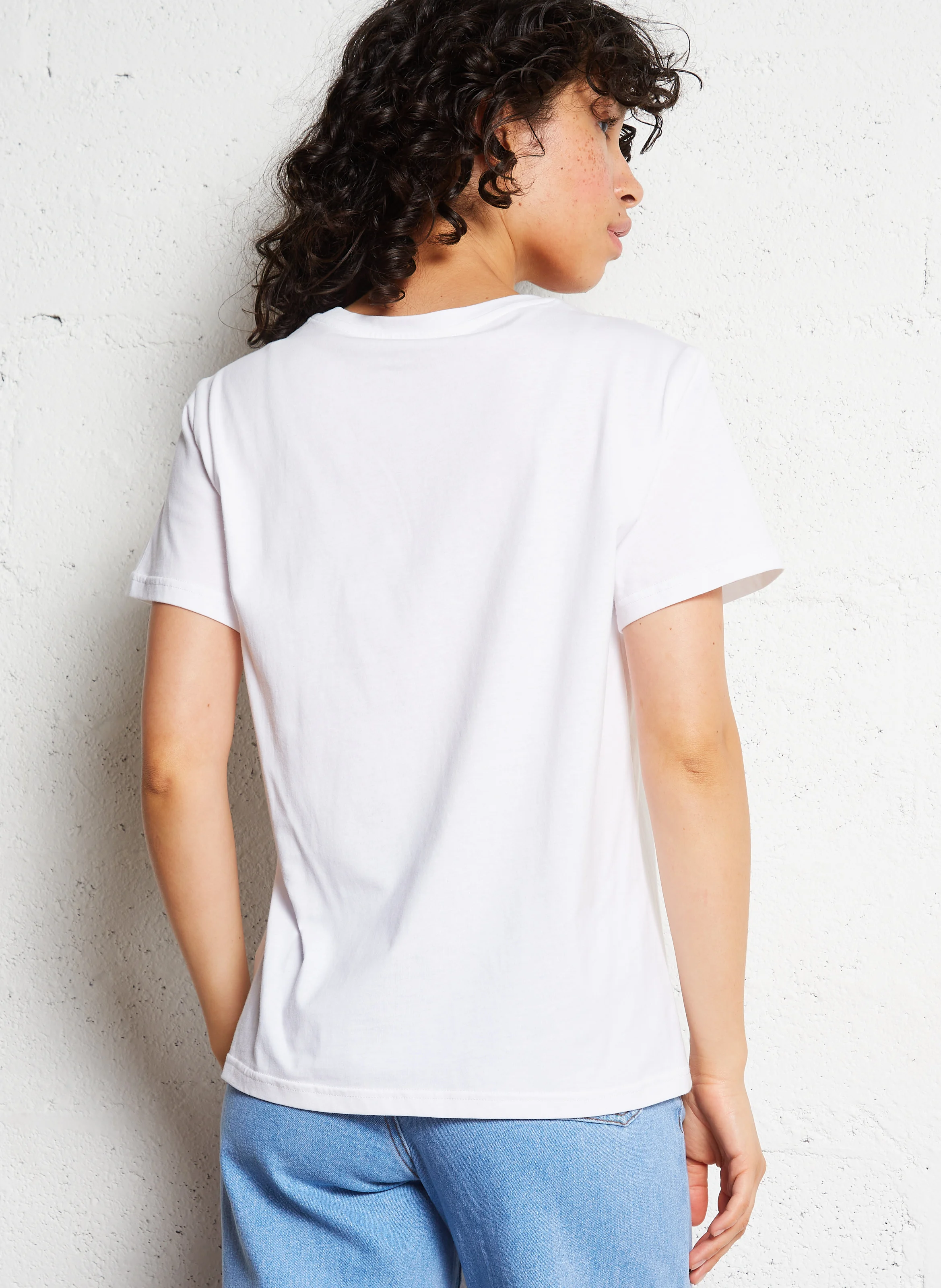 TAL - Tee-shirt droit col rond en coton | Blanc