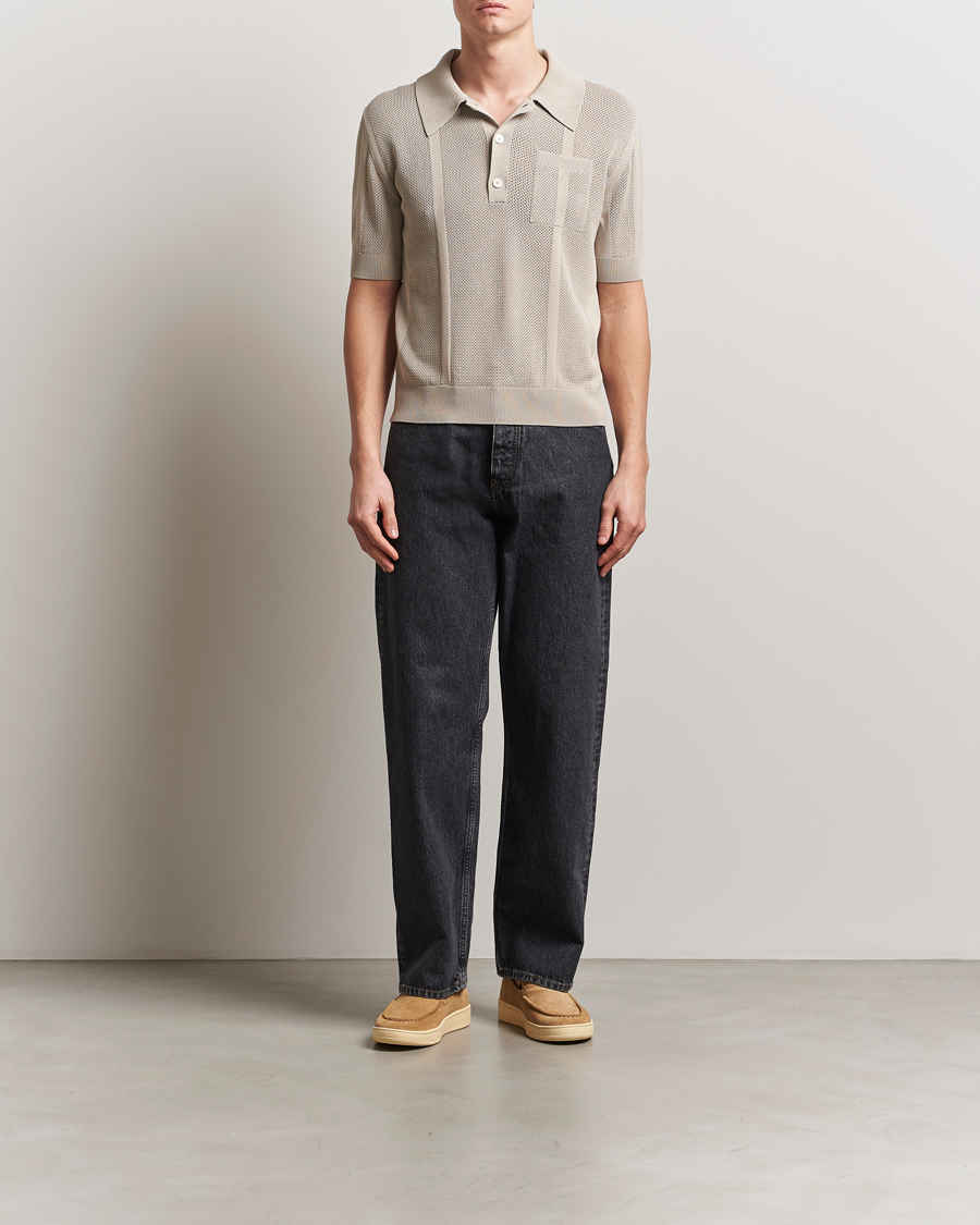 Lanvin Striped Jacquard Polo Light Beige