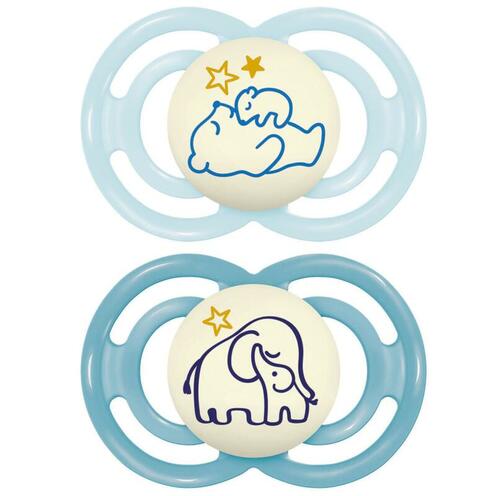 Lot de 2 sucettes Perfect dès 18 mois Planet Love Night - Coloris aléatoire - MAM