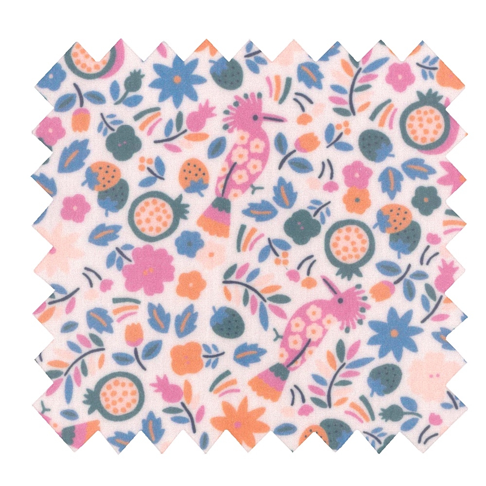 Coupon Tissu Enduit De 35Cm Ex2308 Huppette Fleurie Rose