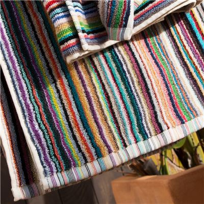 Linge de toilette à rayures multicolores - 480 g/m²