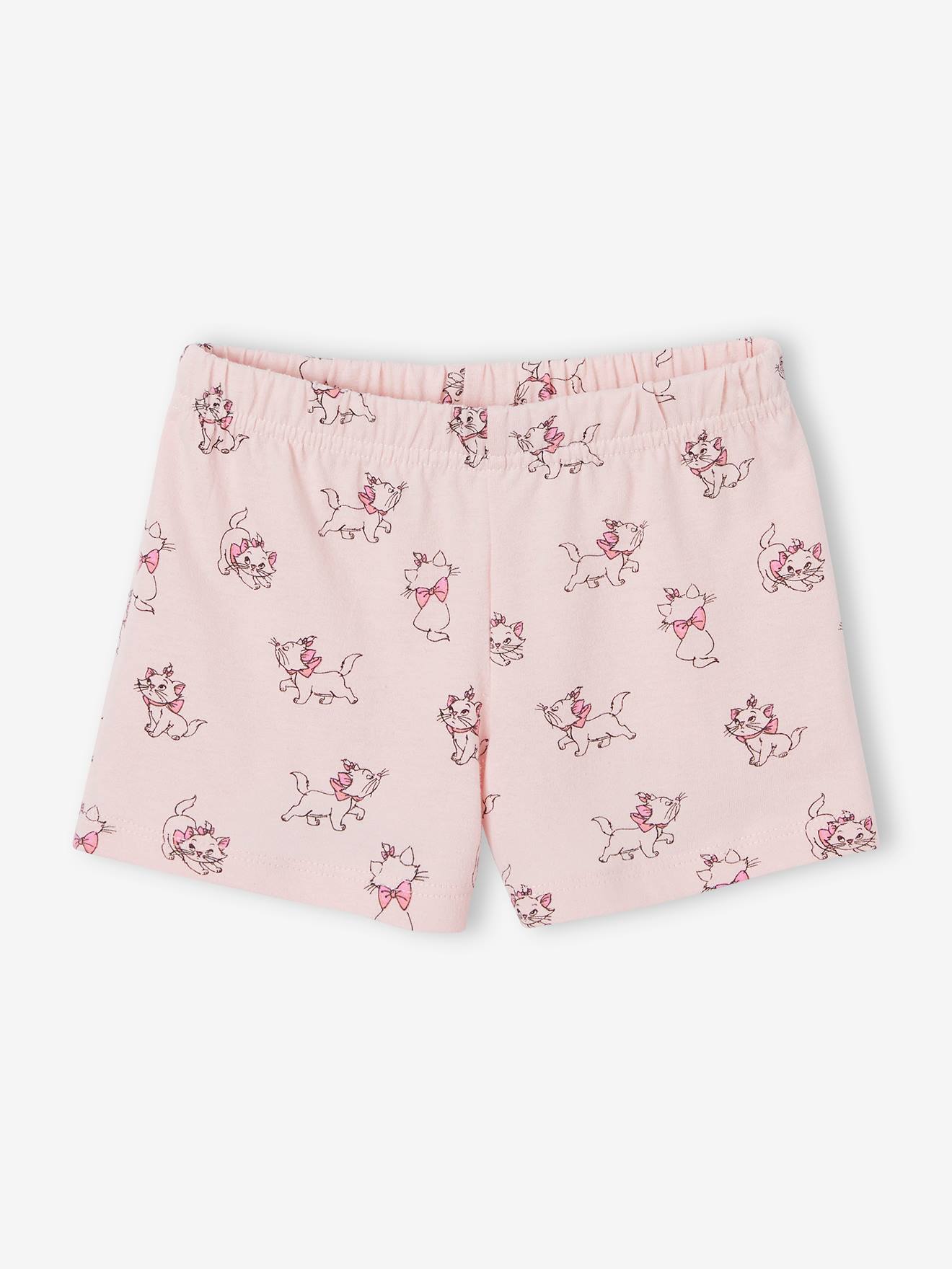 Pijama infantil DS® Marie Aristocats rosa com estampa e shorts.