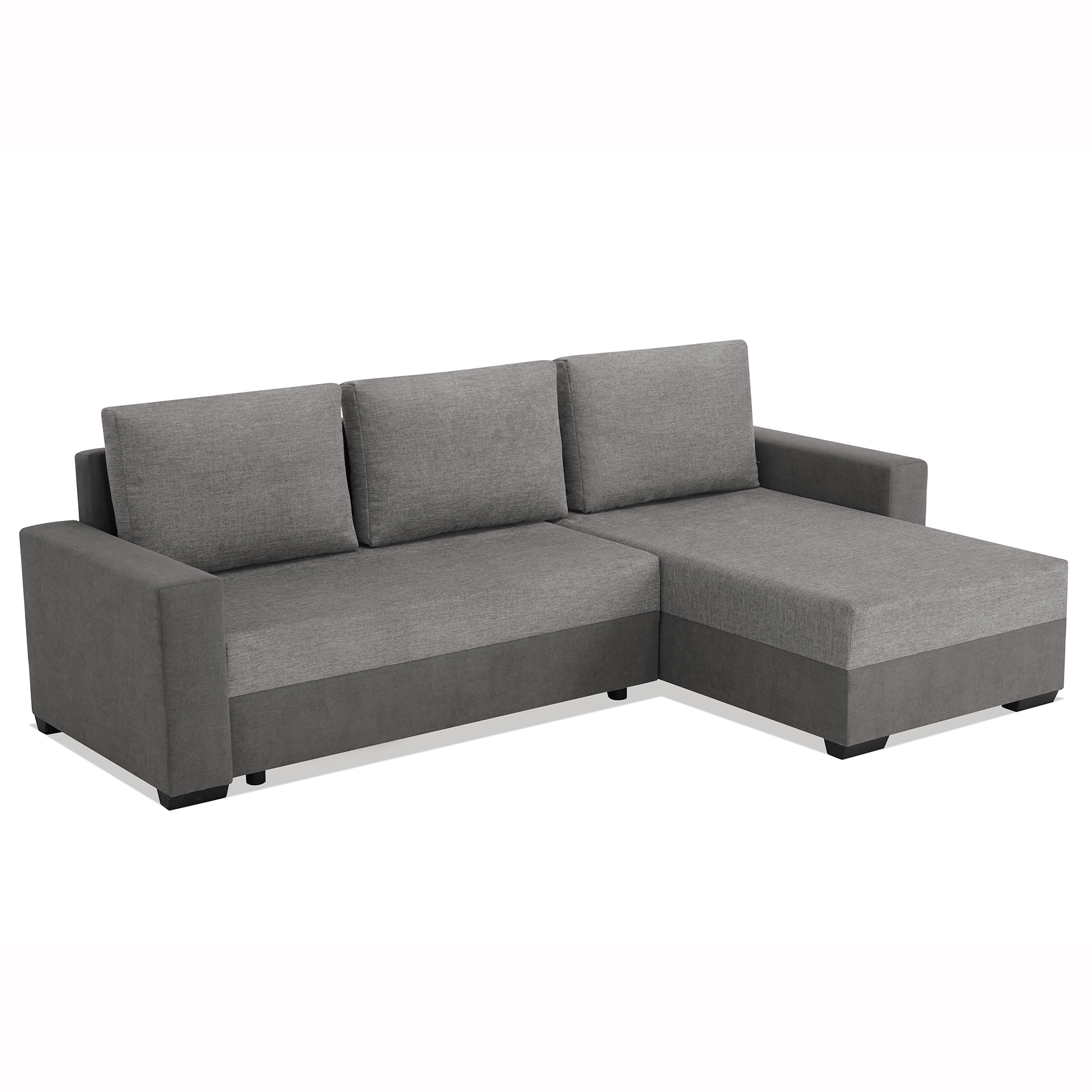 Ecksofa - pewter-grau - Liegefunktion - Staukasten - Ottomane rechts