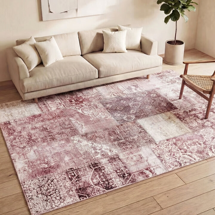 Patchwork vloerkleed - Lago Rood/Roze | Hoge kwaliteit