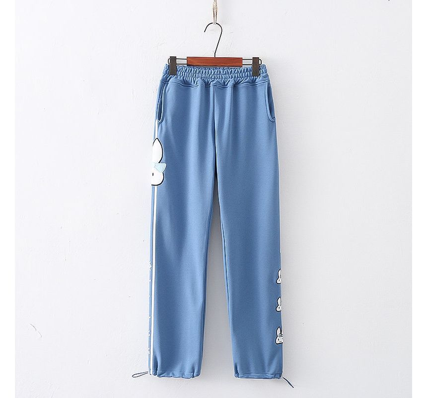 Angel Love - Elastische taille, losvallende joggingbroek met konijnenborduursel
