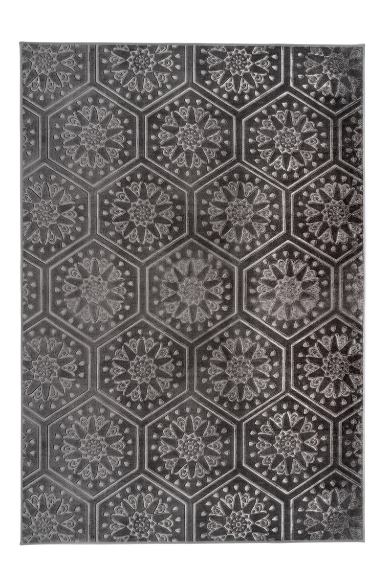 Kortpolig vloerkleed Blissique Antraciet Modern, Klassiek 80 x 300 cm