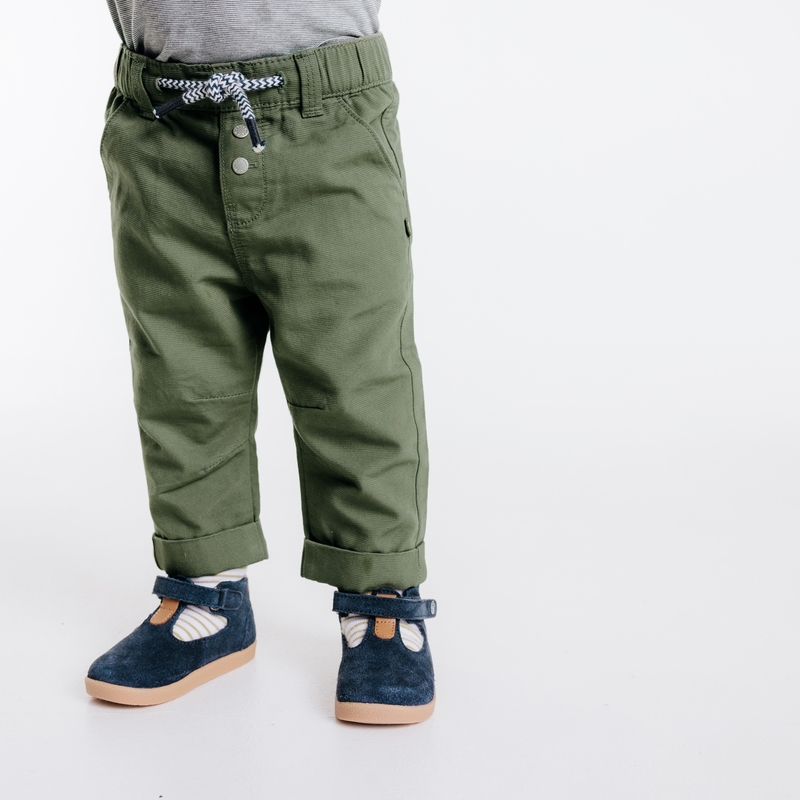 Pantalon regular coton fantaisie vert bébé garçon