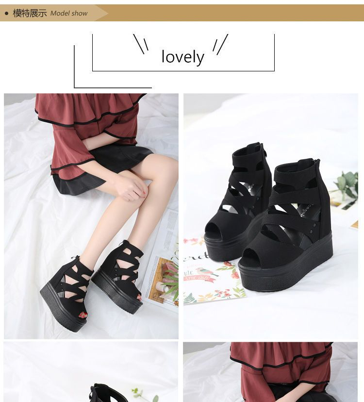 Anran - Sandalen met plateauzool en rits aan de achterkant