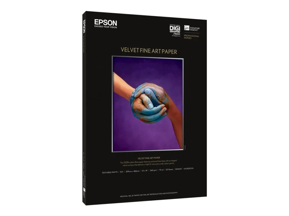 Epson Fine Art Velvet - Fløjl - A2 (420 x 594 mm) 25 ark fint kunsttrykpapir - for SureColor P5000, P800, SC-P10000, P20000, P5000, P7500, P900, P9500