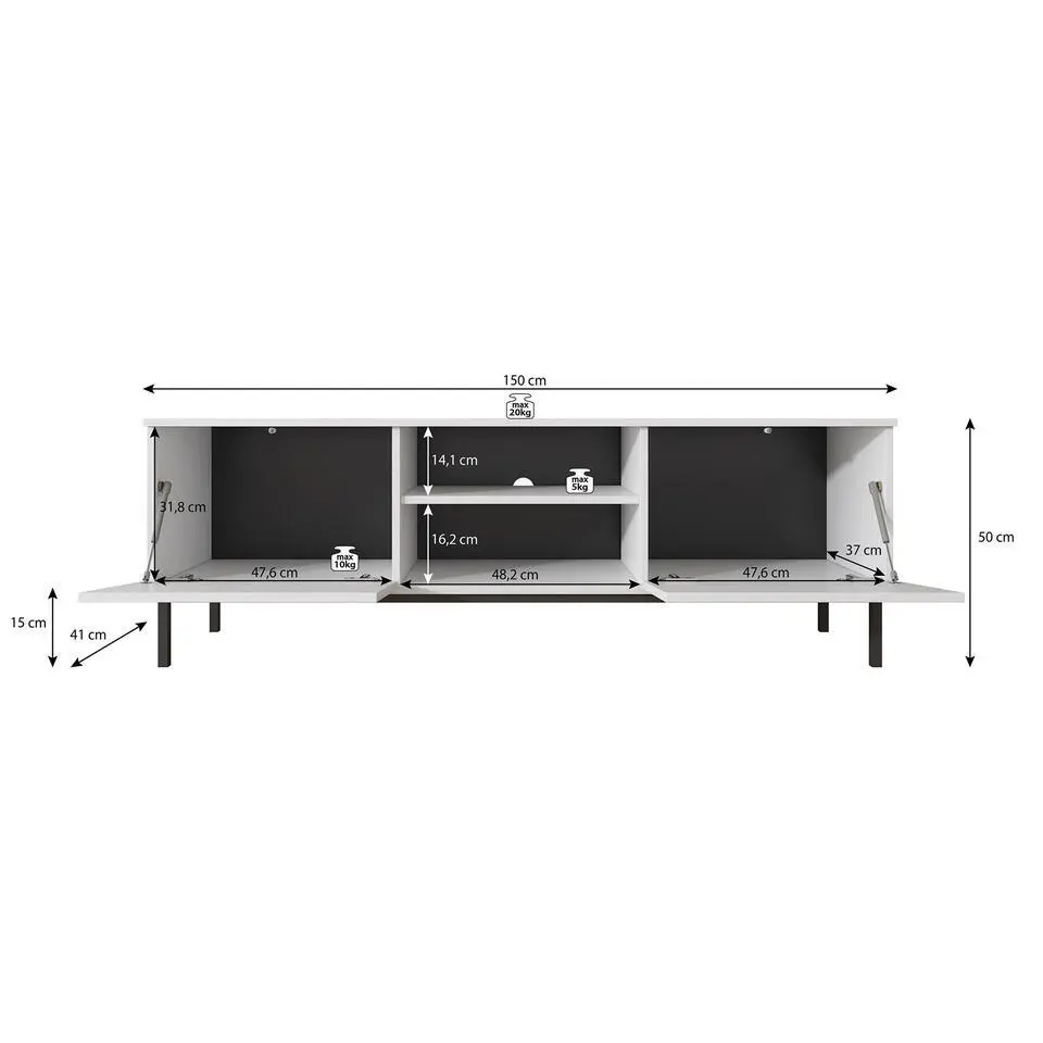 Meubella - TV-Meubel Queen - Eiken - 150 cm