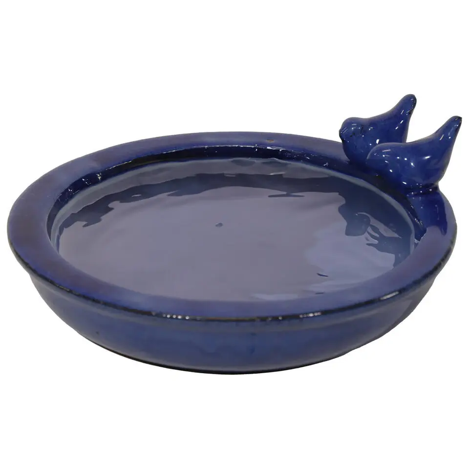 Mega Collections vogelbad/voederschaal - blauw - D30 x H11cm