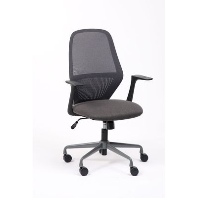 Fauteuil de bureau TIME - accoudoirs fixes noir - gris foncé