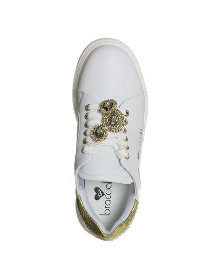 Women's White and Gold Sneakers