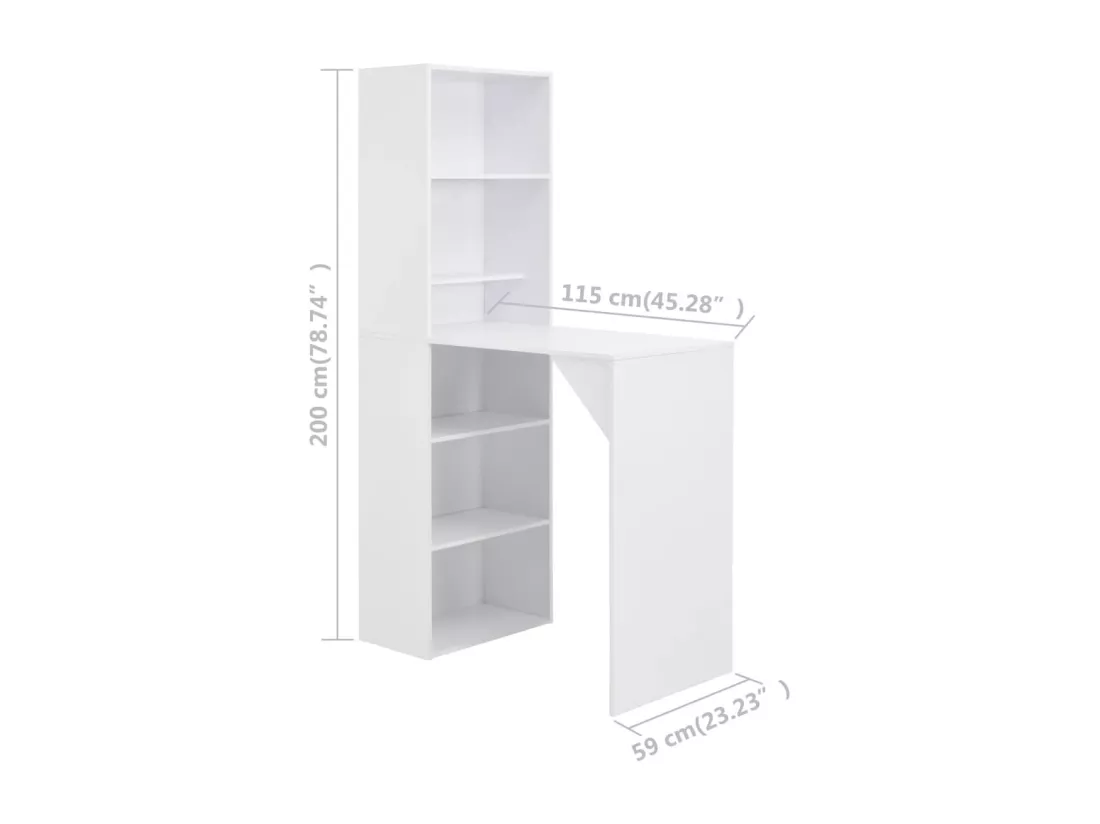 Table de bar avec armoire Blanc 115 x 59 x 200 cm