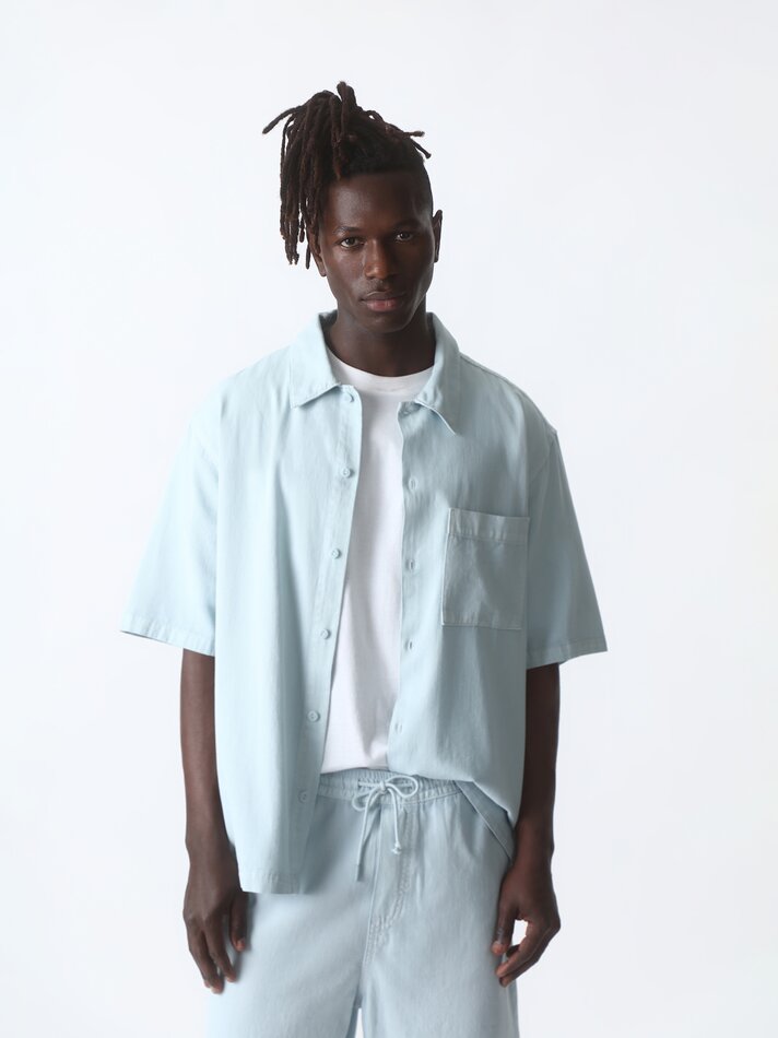Camisa jeans oversized - Azul claro
