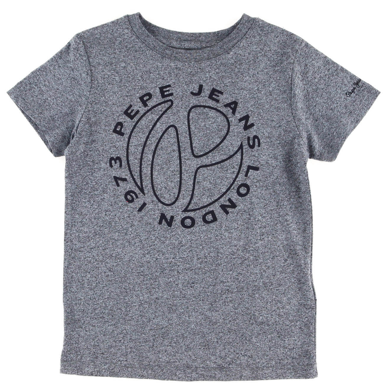 Pepe Jeans T-Shirt en Coton Carlino à logo rond chiné gris anthracite
