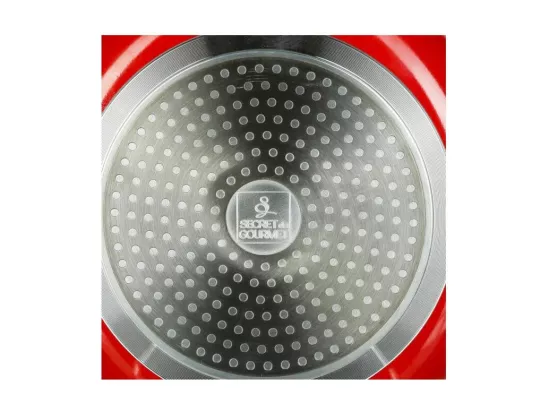 Poêle en aluminium - D. 24 cm - À induction - Rouge