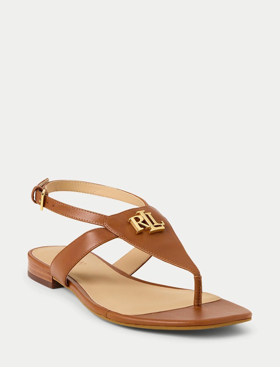 LAUREN RALPH LAUREN<br>Sandálias rasteiras de couro EVERLEY