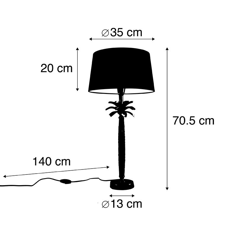 Art Deco tafellamp brons met zwarte kap 35 cm - Areka