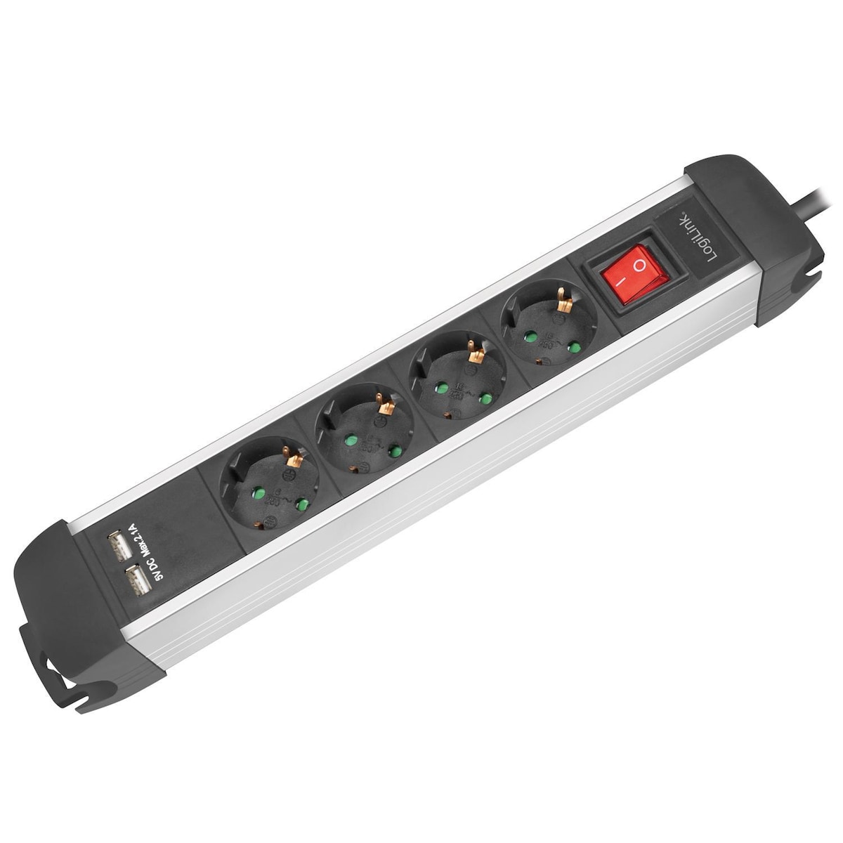 Grenkontakt 4-veis 2xUSB-bryter 1,5 m monterbar