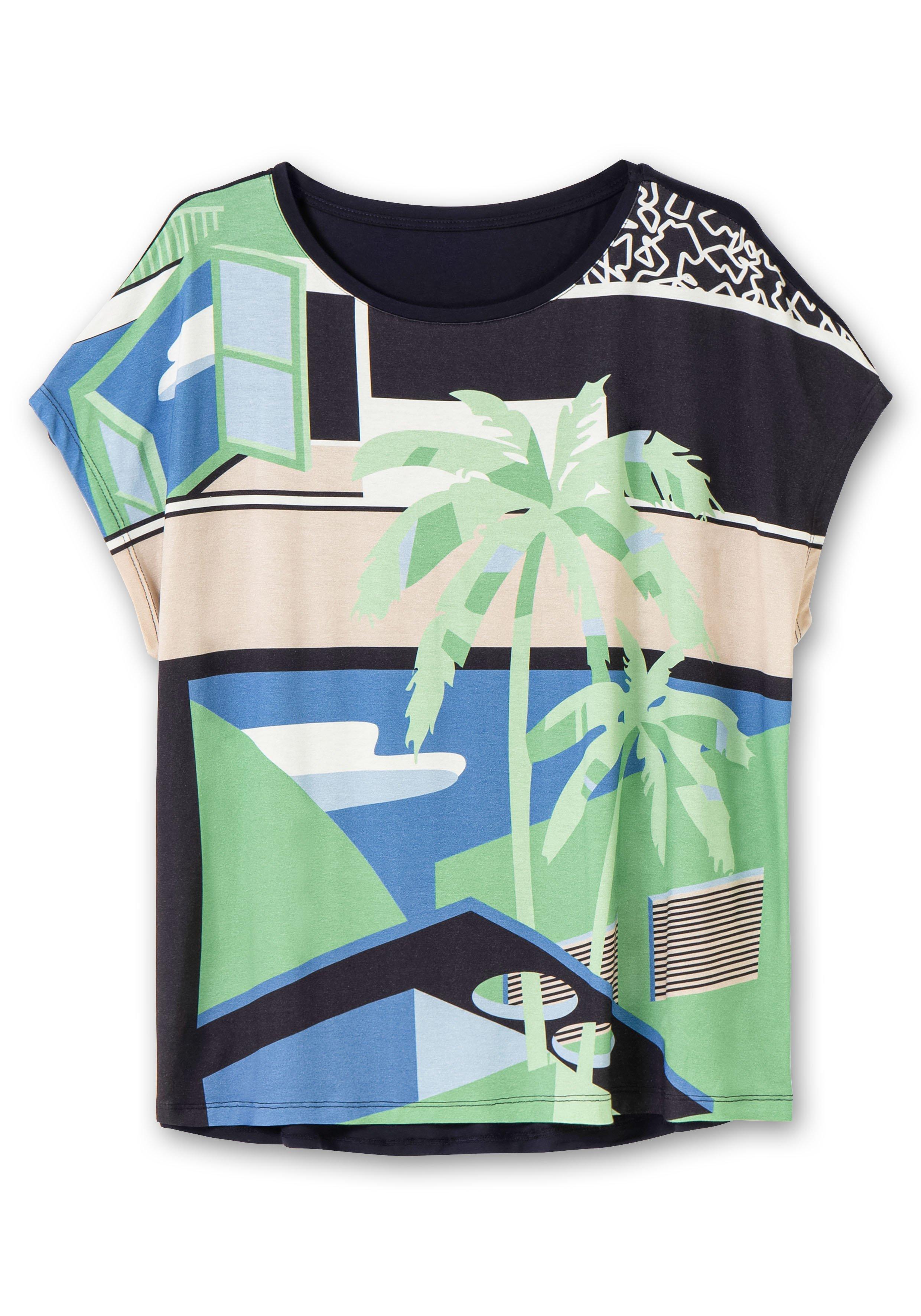 Shirt mit Frontdruck und U-Boot-Ausschnitt