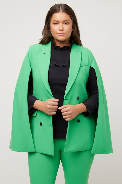 Blazer mit Cape, A-Linie, Reverskragen, doppelreihig