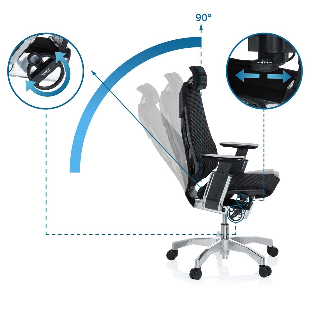 High End Bürostuhl GENIDIA PRO Netzstoff mit Armlehnen hjh OFFICE