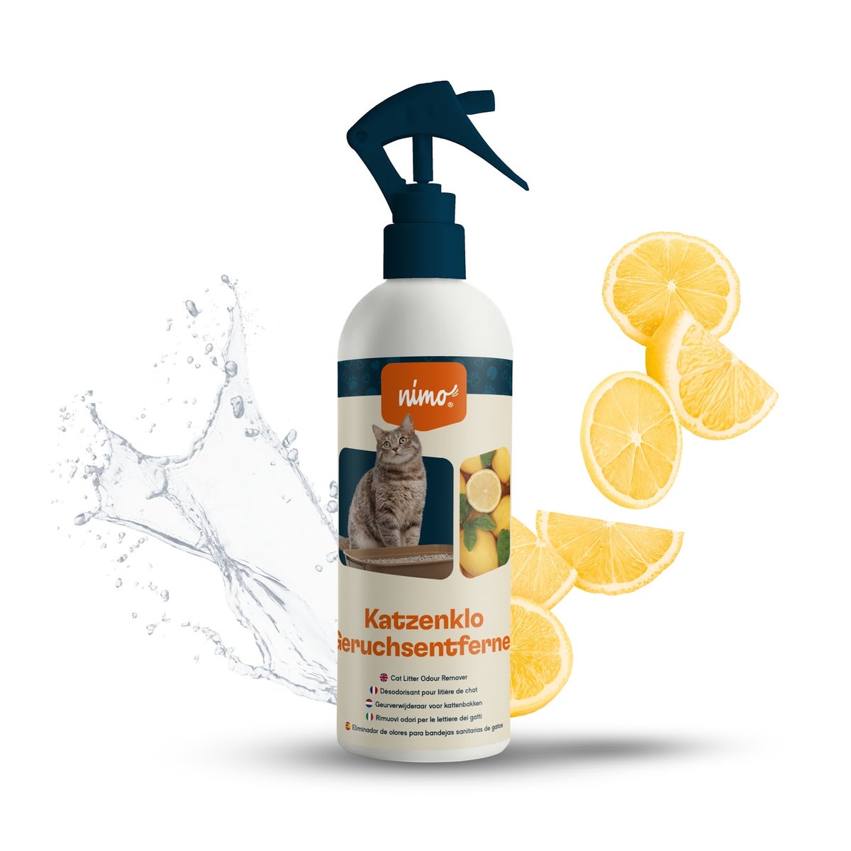 nimo® Kattenbakgeurverwijderaar • Neutraliserende spray tegen geurtjes en urine