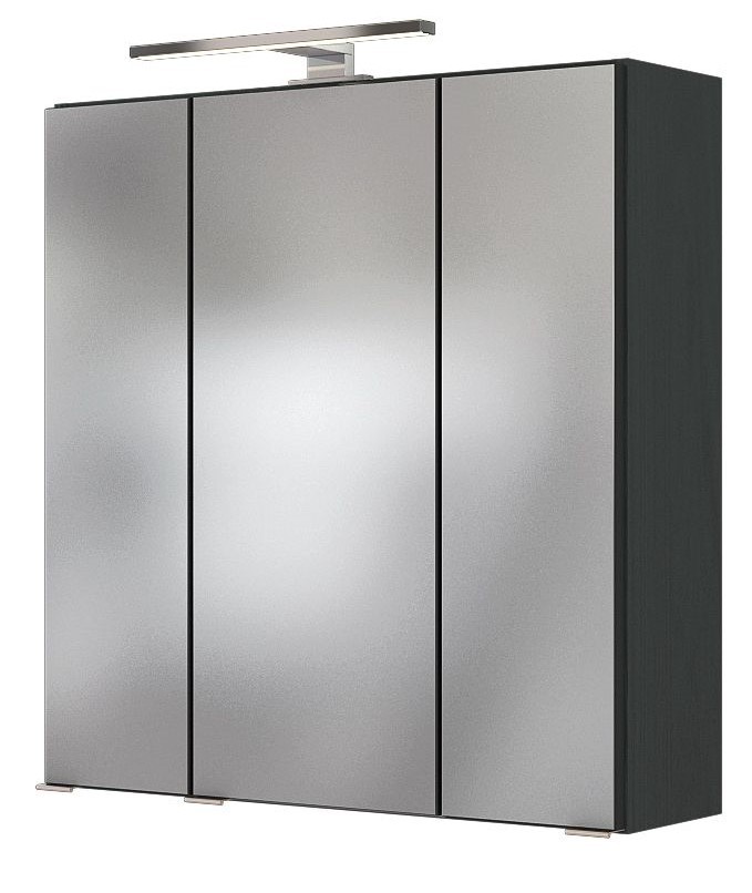 3D-Spiegelschrank BAABE - graphit - mit LED-Beleuchtung - 60 cm