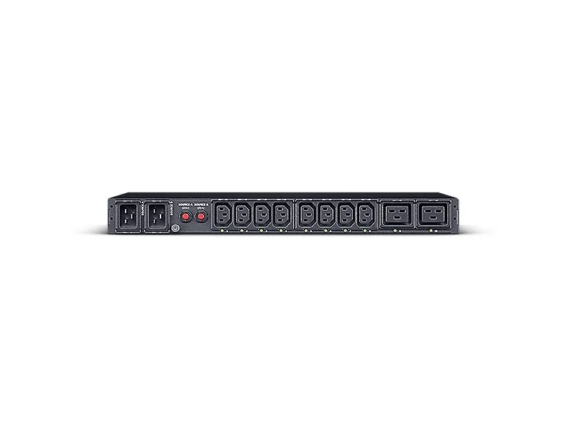 CyberPower Switched ATS PDU44005 - Strømfordelingsenhed (rackversion) - AC 200-240 V - 1-faset - serial, Ethernet - input: 2 x IEC 60320 C20 - output-stikforbindelser: 10 (8 x IEC 60320 C13, 2 x IEC 60320 C19) - 1U - 3.05 m ledning - sort