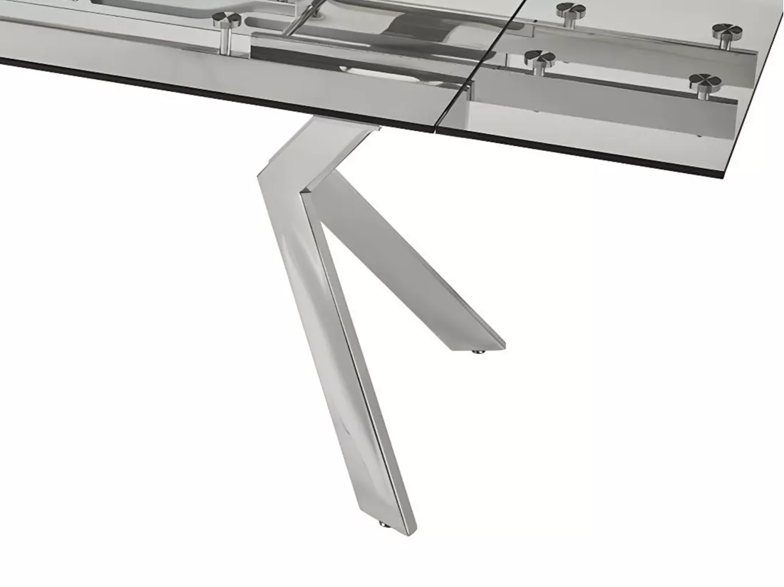 Table à manger extensible VELIKA - Verre trempé & métal - 6 à 8 personnes